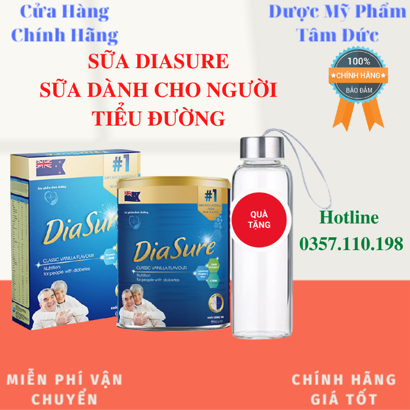 [Tặng Bình Nước][HCM]Sữa DiaSure - HỘP GIẤY 850g - Dinh dưỡng dành cho người tiểu đường - DiaSure- DMPTD001