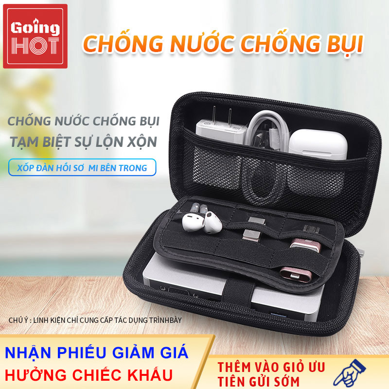 Túi l đựng đĩa cứng di động vỏ bảo vệ chống rung lắc và rơi túi đựng  tai nghe Bluetooth cáp dữ liệu Bộ sạc pin USB, túi đựng thiết bị  kỹ thuật số cầm tay mini 2,5 inch