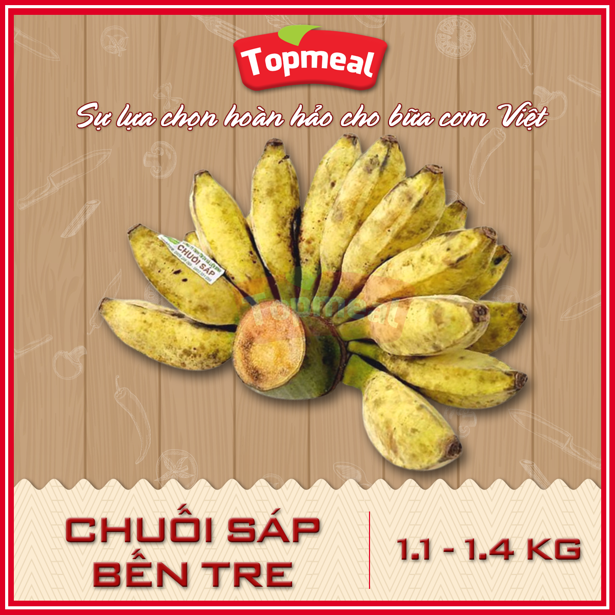 HCM - Chuối sáp Bến Tre (1.1 - 1.4 kg) (Giao xanh/chín ngẫu nhiên tùy đợt hàng) - [Giao nhanh TPHCM]