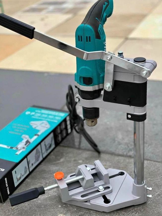Khung giá đỡ máy khoan kèm ê tô, Khung gắn máy khoan bàn có ê tô