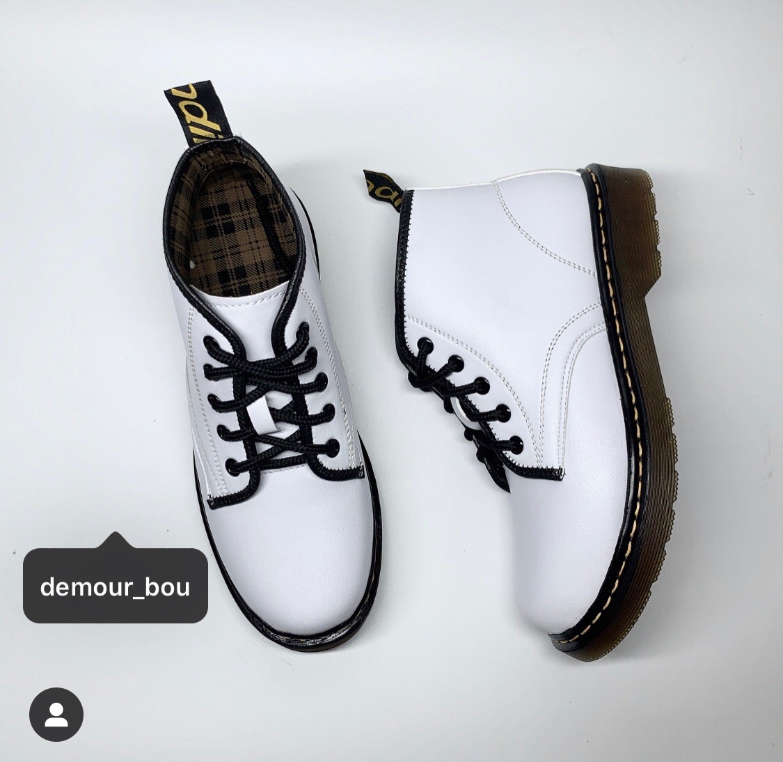 Giày da/boot cổ vừa (5 lỗ) trắng cho nam nữ