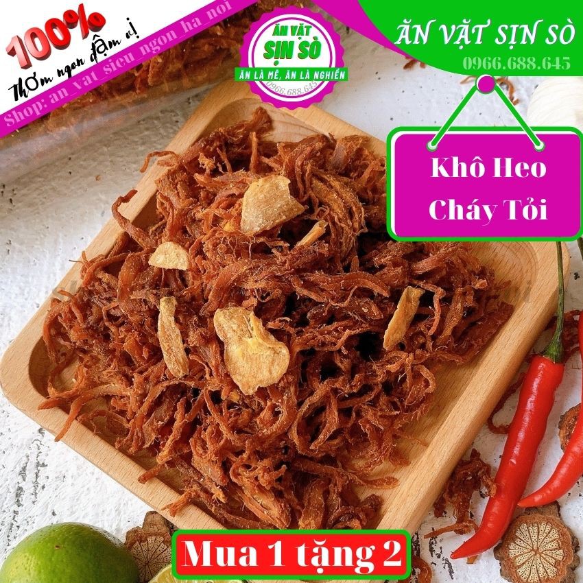 300g Khô Heo Cháy Tỏi Loại 1 Tiệm Ăn Vặt nhà SÒ, Khô Heo Cháy Tỏi đặc biệt Tiệm đồ Ăn Vặt SỊN SÒ Thơm Ngon Đậm Vị