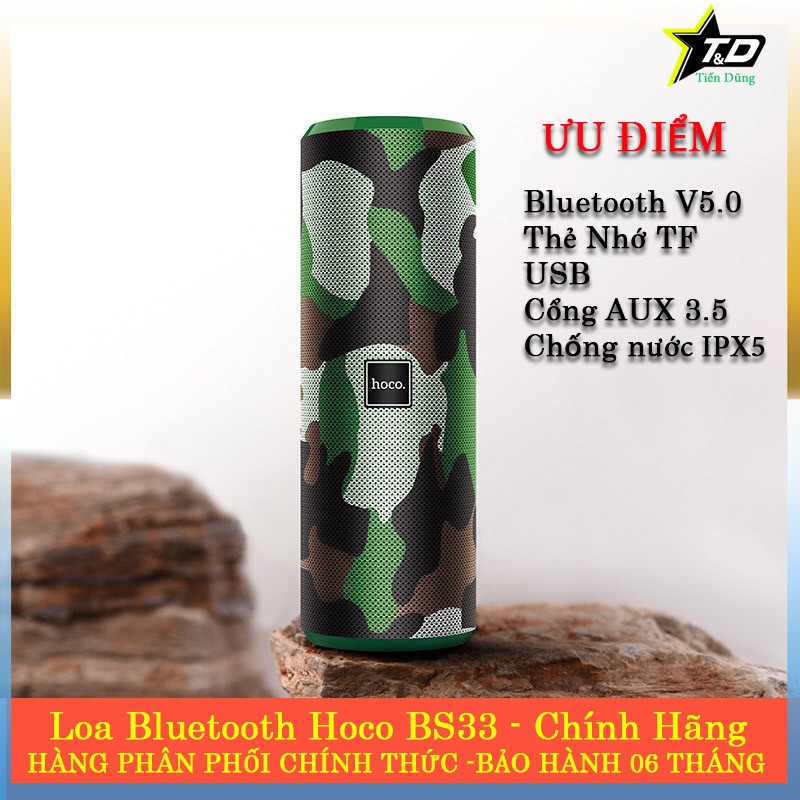Loa bluetooth hoco bs33 chống nước IPX5 chạy thẻ nhớ USB bluetooth V5.0 hỗ trợ