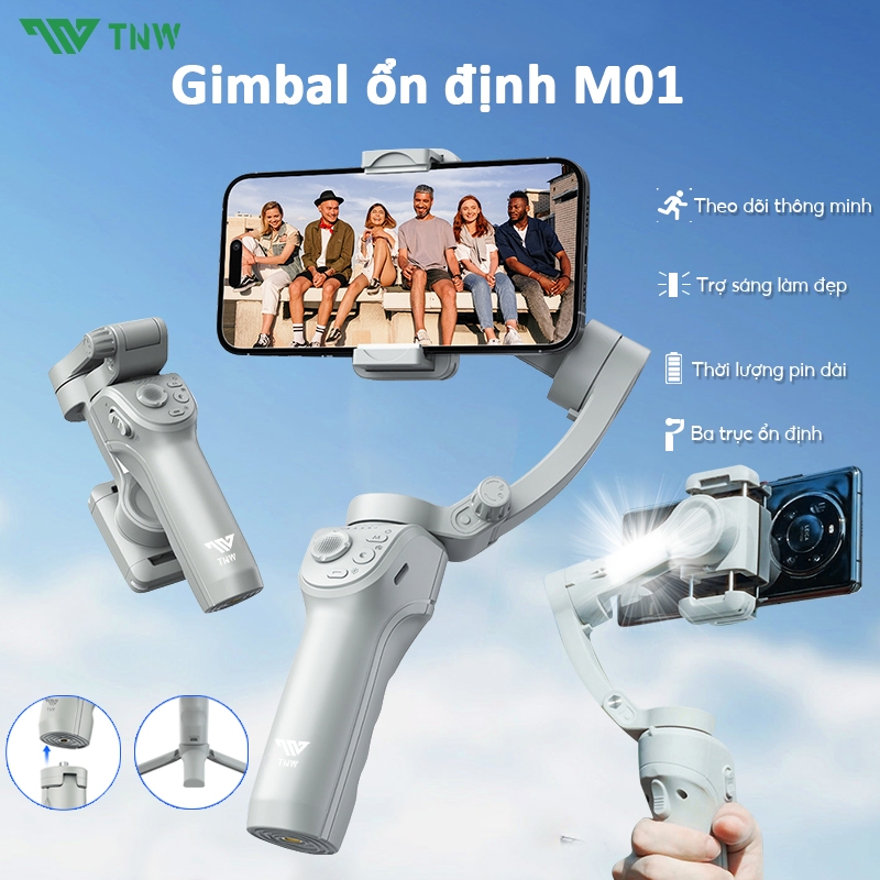 TNW M01 Gimbal chống rung điện thoại gymbal 360 độ gậy chụp ảnh 3 chân quay theo vật thể cao cấp