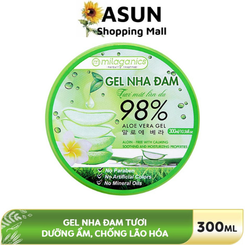 Gel nha đam tươi milaganics dưỡng ẩm ngừa lão hóa 300ml aloe vera gel