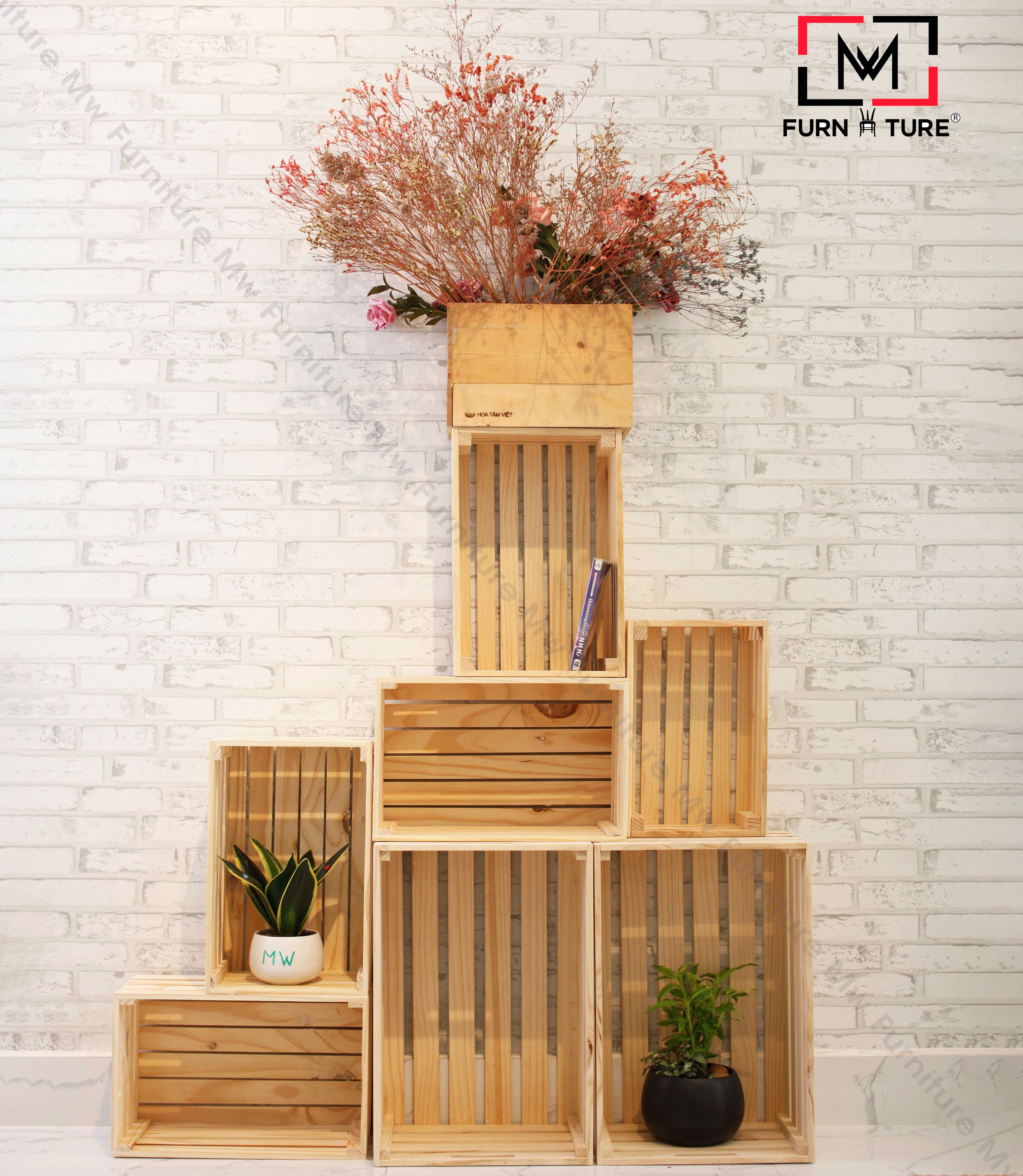 THÙNG GỖ THÔNG TRANG TRÍ DECOR ĐỦ SIZE LỰA CHỌN - WOODCASE
