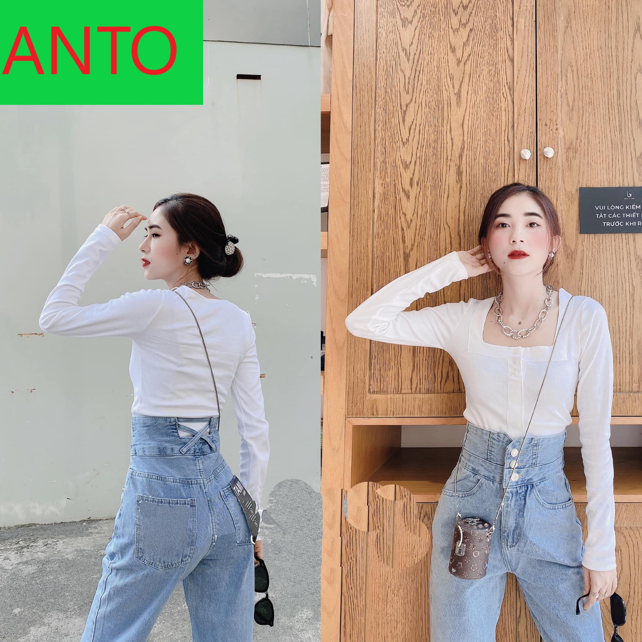 [ VIDEO PHONG THẦN ] QUẦN BAGGY JEAN NỮ LƯNG CAO 3 NÚT VẠT CHÉO MÀU XANH NHẠT LAI CUỐN CAO CẤP ANTO SIÊU PHONG CÁCH BẮT TREND SIÊU ĐỈNH-TM202