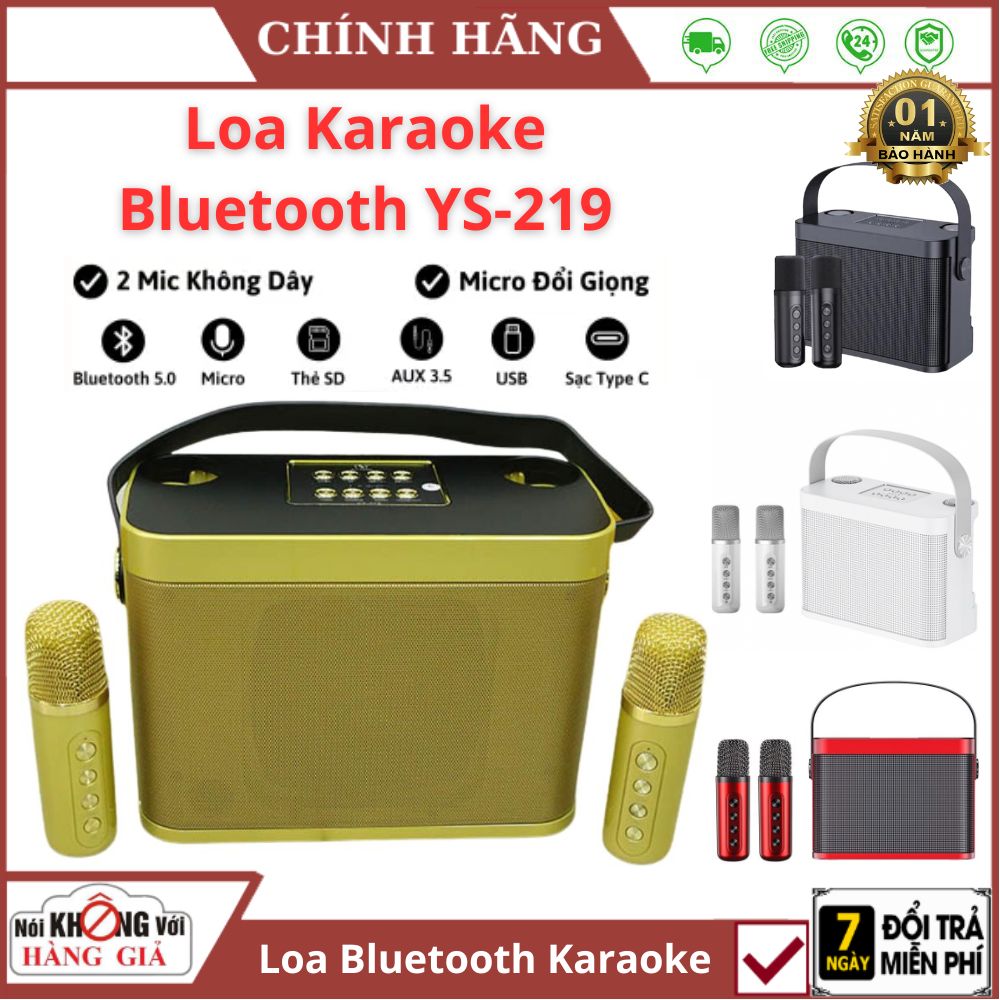 Loa bluetooth hát karaoke YS-219 - Tặng kèm 2 micro không dây - Hiệu ứng đổi giọng, điều chỉnh echo, reverb, effect - Hiệu ứng đổi tông giọng vui nhộn - Loa xách tay du lịch thời trang nghe nhạc, hát karaoke cực hay - Loa hát karaoke Ys 219 , Loa xách Tay