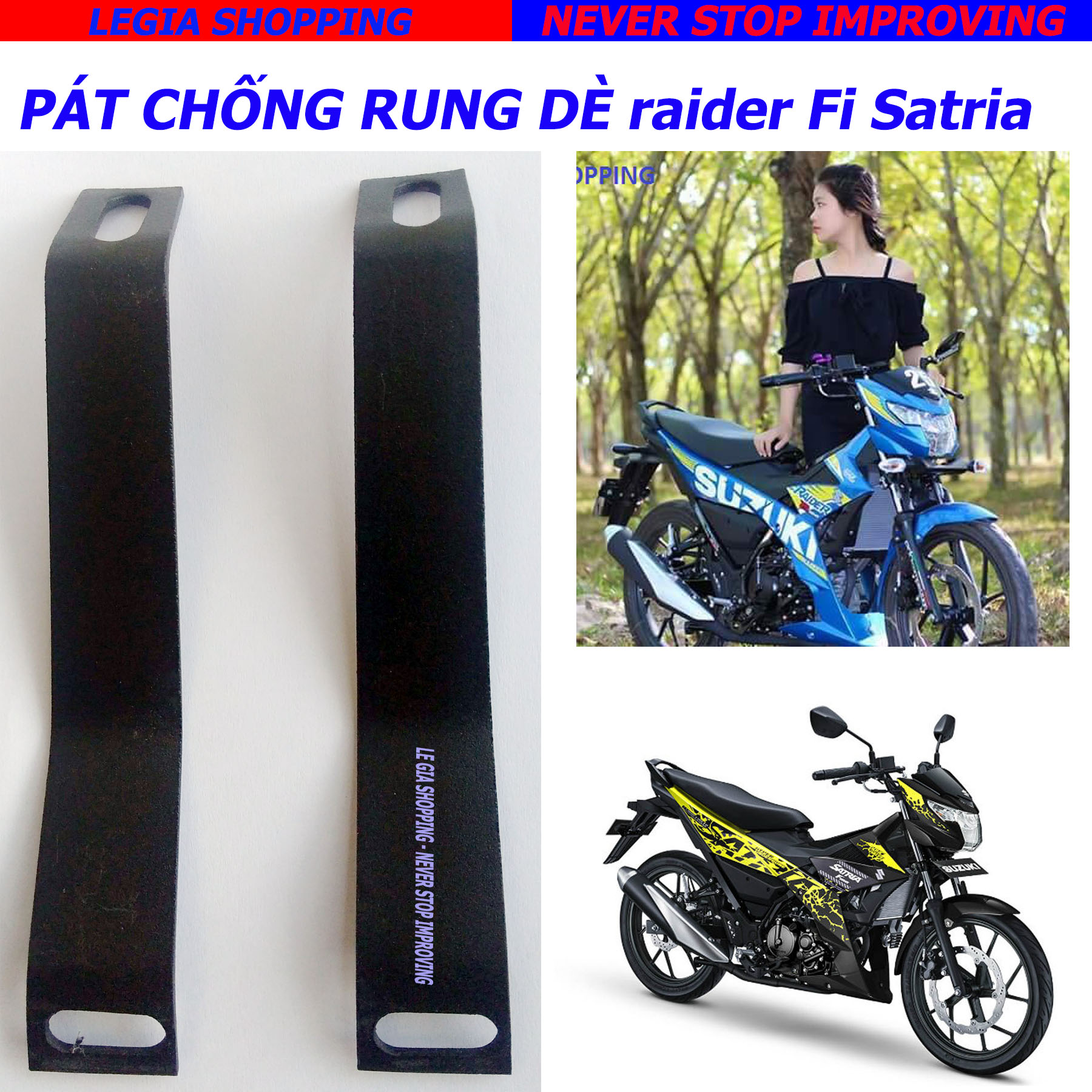 PÁT CHỐNG RUNG TĨNH ĐIỆN GẮN DÈ ĐỘ SAU SUZUKI SATRIA FI - RAIDER FI