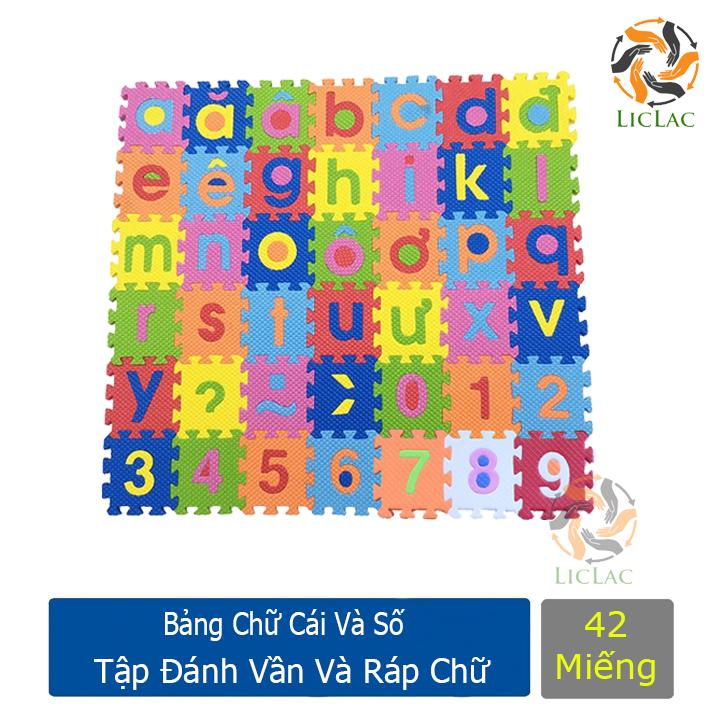 Bảng Chữ Số cho bé Tập Đánh Vần và Ráp Chữ ( 42 miếng ) - Miếng xốp lót sàn cho bé làm Đồ Chơi, Học Tập và Sàn Vui Chơi - LICLAC