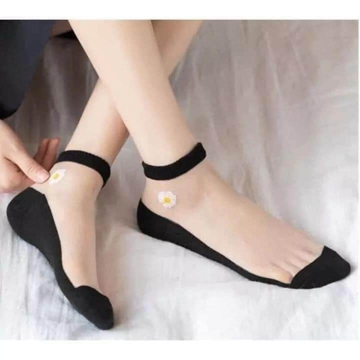COMBO 10 Đôi Tất vớ ren nữ cổ ngắn, Tất vớ họa tiết hoa cúc 90% Phần chun mảnh không gây hằn, đau khi sử dụngcotton thấm hút mồ hôi thông thoáng, Tất ren nữ đẹp - Tất vớ nữ ren hoa cúc