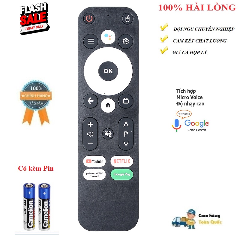 Remote Điều khiển giọng nói TV Android Box MECOOL Z8 TV98 KM7 2 1 6 3 plus Nút Google Play xanh - Hàng chính hãng