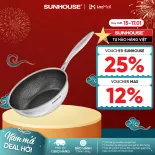 Chảo Xào Chống Dính Sunhouse Healthy Công Nghệ Hybrid Inox Liền Khối Size 26cm, Dùng Được Bếp Từ - IN26-28M8