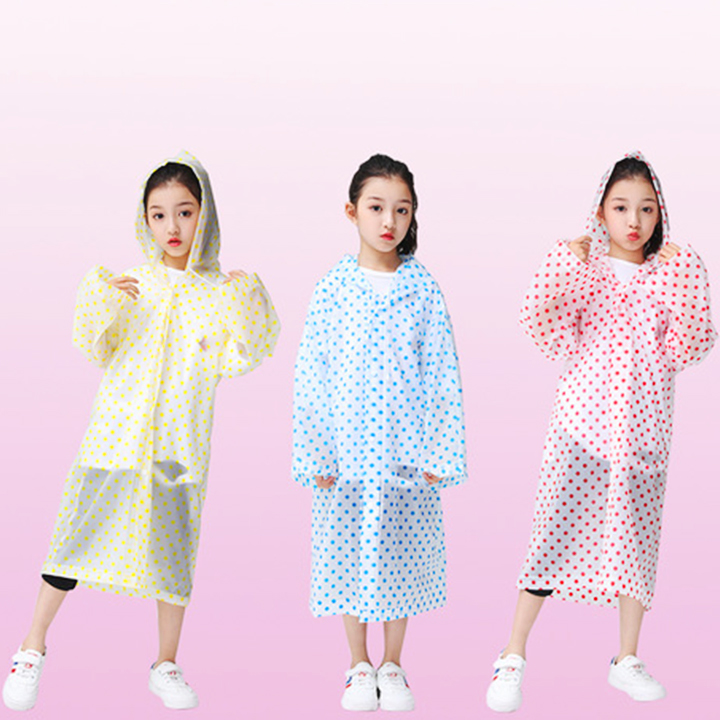 Áo mưa trẻ em chất poly mềm nhẹ cho bé 4-10 tuổi hoạt tiết chấm bi nhiều màu sắc đơn giản gọn nhẹ phù hợp cho bé mang đi học BBShine – AM012