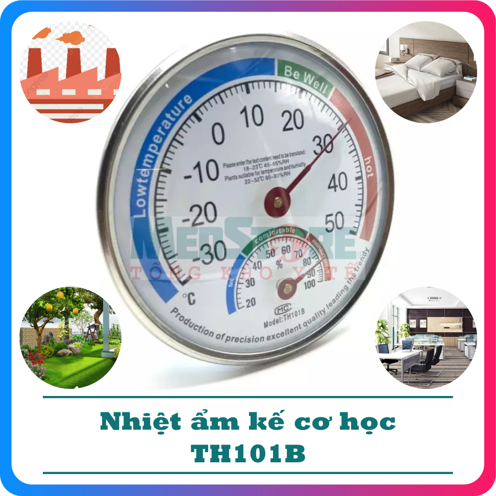 Nhiệt Ẩm Kế Cơ Học Thermometer TH101B - Thiết Bị Chuyên Dụng Để Đo Độ Ẩm Và Nhiệt Độ - TBYT Medstore