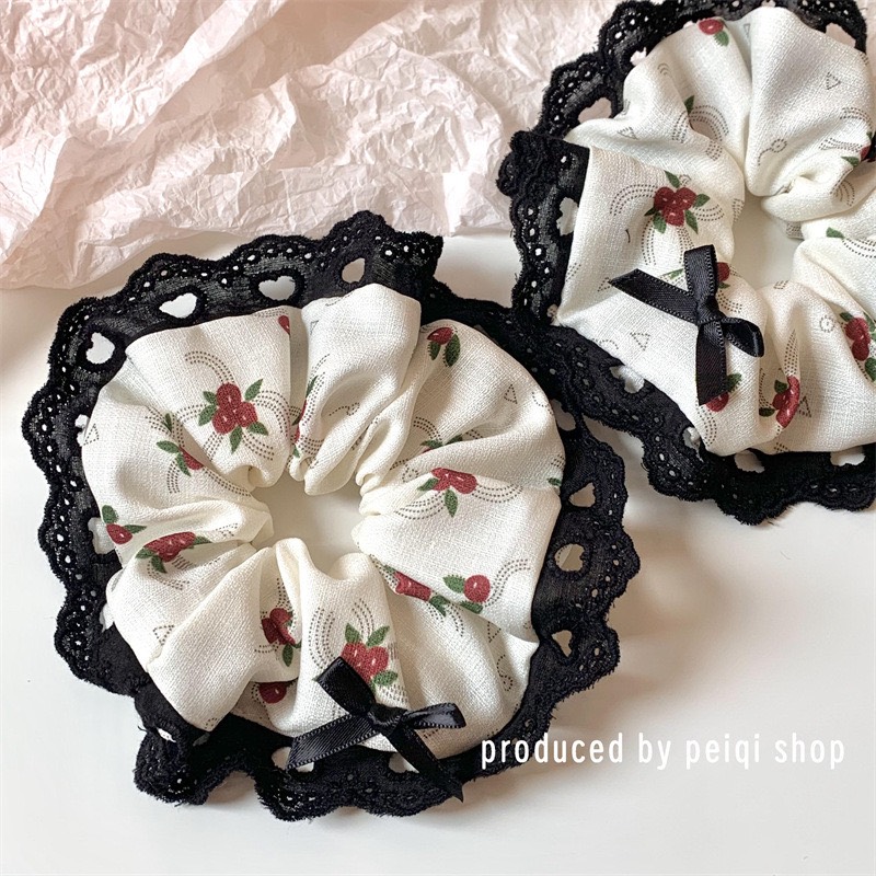 SCRUNCHIES LỤA CÁT CHERRY  - CỘT TÓC VẢI THỜI TRANG NỮ HOT TREND