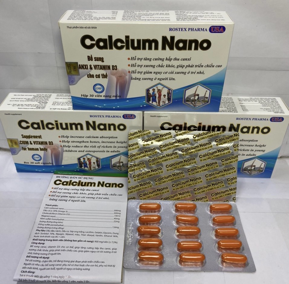 Calcium Nano Hỗ trợ sức khoẻ xương khớp phát triển chiều cao ngừa loãng xương, sản phẩm chất lượng, đảm bảo an toàn sức khỏe người sử dụng, cam kết hàng giống hình
