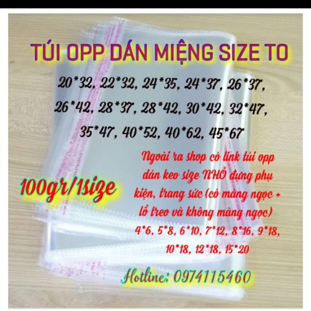 [HCM]100gr túi opp dán miệng đựng phụ kiện/ quần áo (bấm vào chọn size) sản phẩm đa dạng về mẫu mã kích cỡ chất lượng tốt