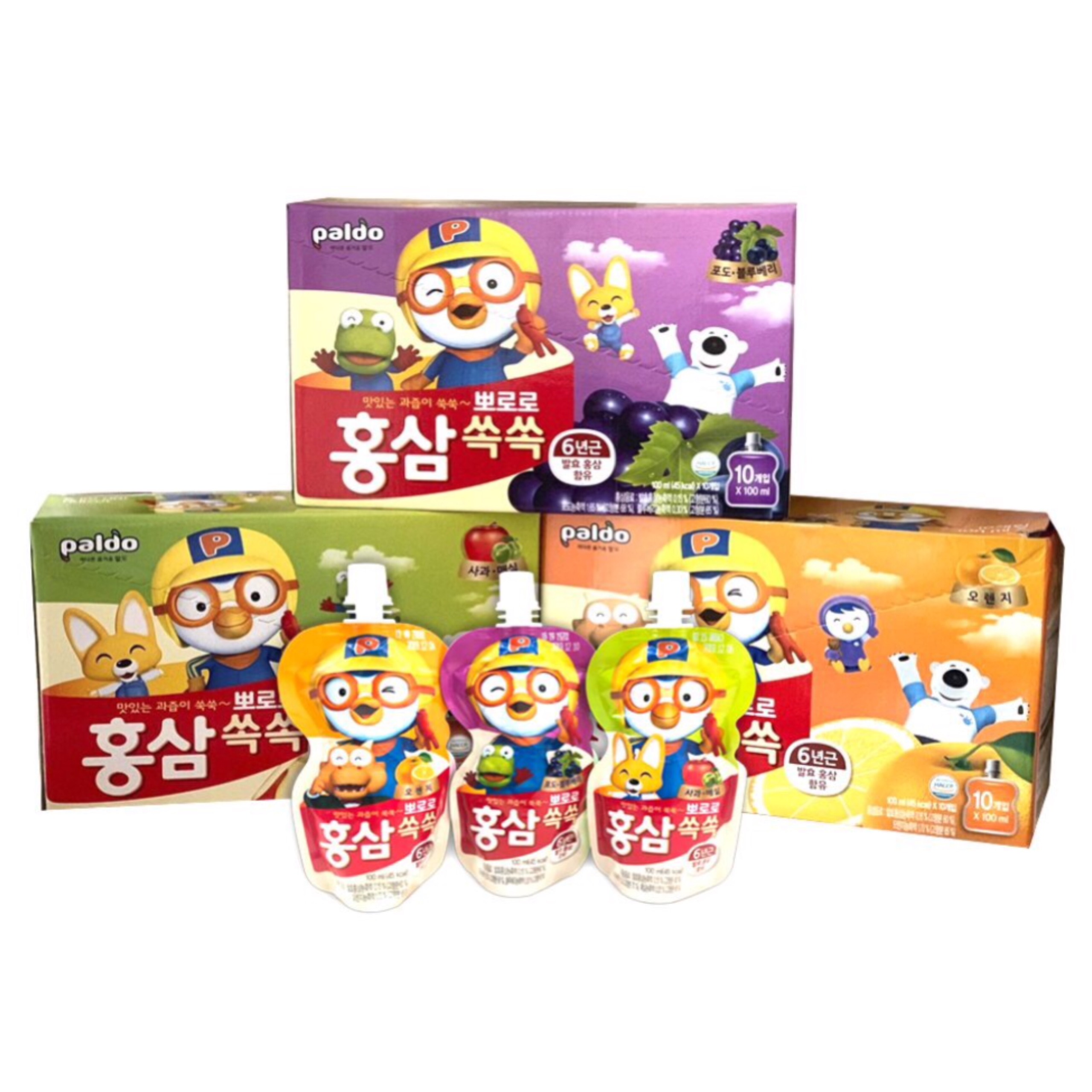 Nước hồng sâm trái cây pororo cho bé 100ml - nhập khẩu hàn quốc