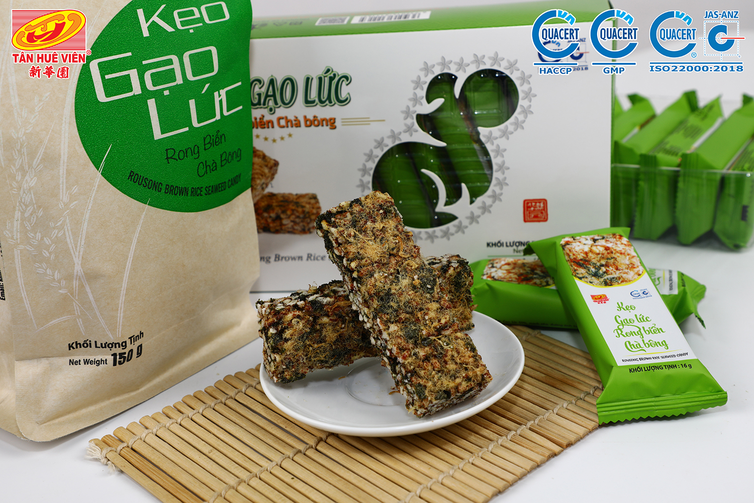 KẸO GẠO LỨC RONG BIỂN CHÀ BÔNG HỘP 192G