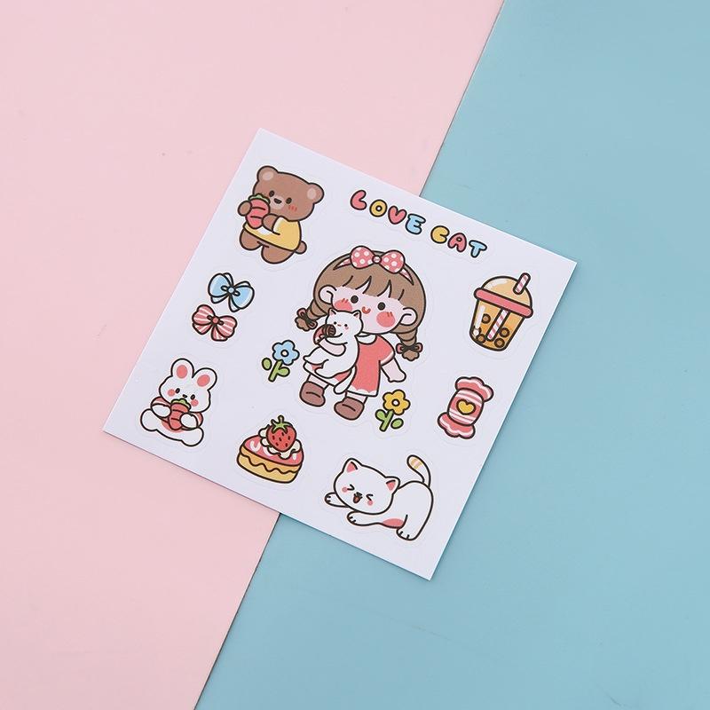 Sticker hình dán trang trí sổ tập vở bình nước dễ thương/ Miếng dán sticker cute STK01