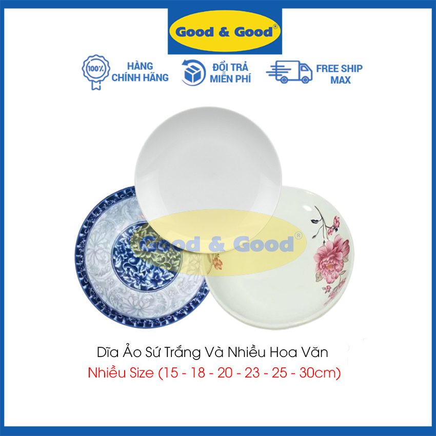 Bộ 2 và 3 dĩa ảo đĩa sứ trắng 15 18 20 23 25 30 cm good & good cao cấp sang trọng đĩa sâu lòng dĩa ăn hoa quả