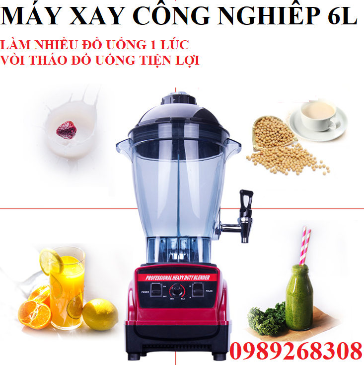 [Trả góp 0%]Máy sinh tố công nghiệp dung tích 6L- Công suất 3200W- Làm được nhiều món sinh tố- sữa hạt- làm được 100 cốc đồ uống/lúc- Bảo hành 1 năm