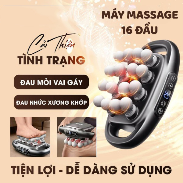 Máy Massage Cầm Tay 16 Đầu 30 Cấp Độ Giảm Đau Nhức Toàn Thân Dụng Cụ Mát Xa Chuyên Nghiệp Cổ Vai Gáy Chân Thư Giãn