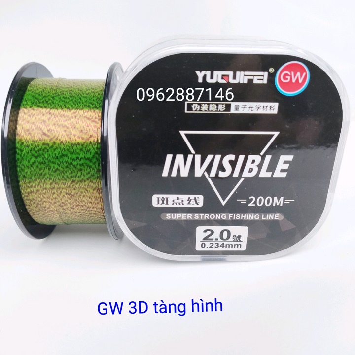 cước câu cá GW 3D 200m tàng hình siêu bền siêu khỏe