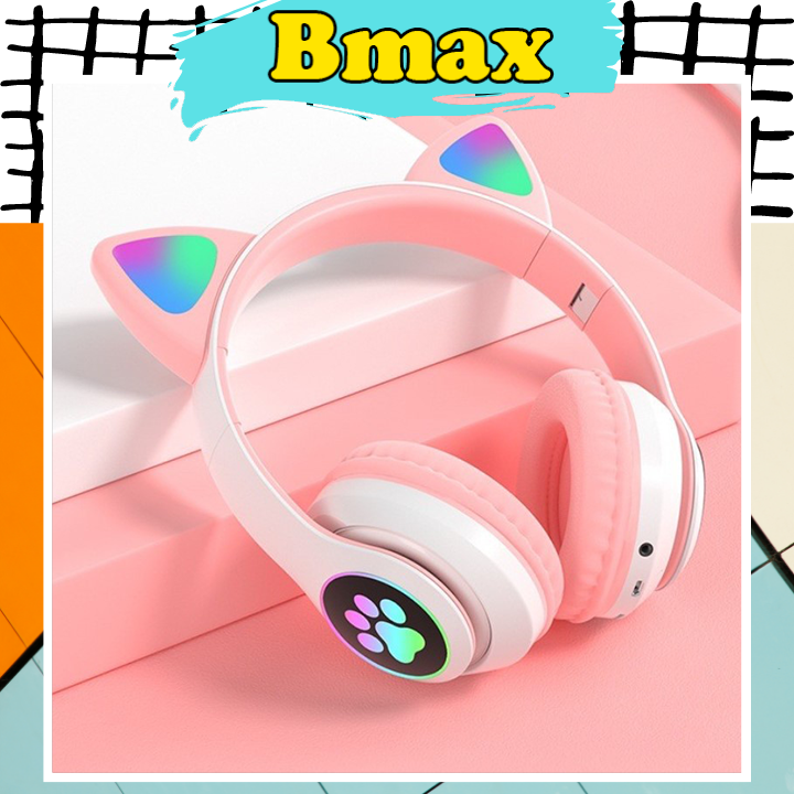 Tai nghe chụp tai mèo bluetooth không dây headphone nhạc điện thoại dùng được cho cả laptop pc máy tính chống ồn