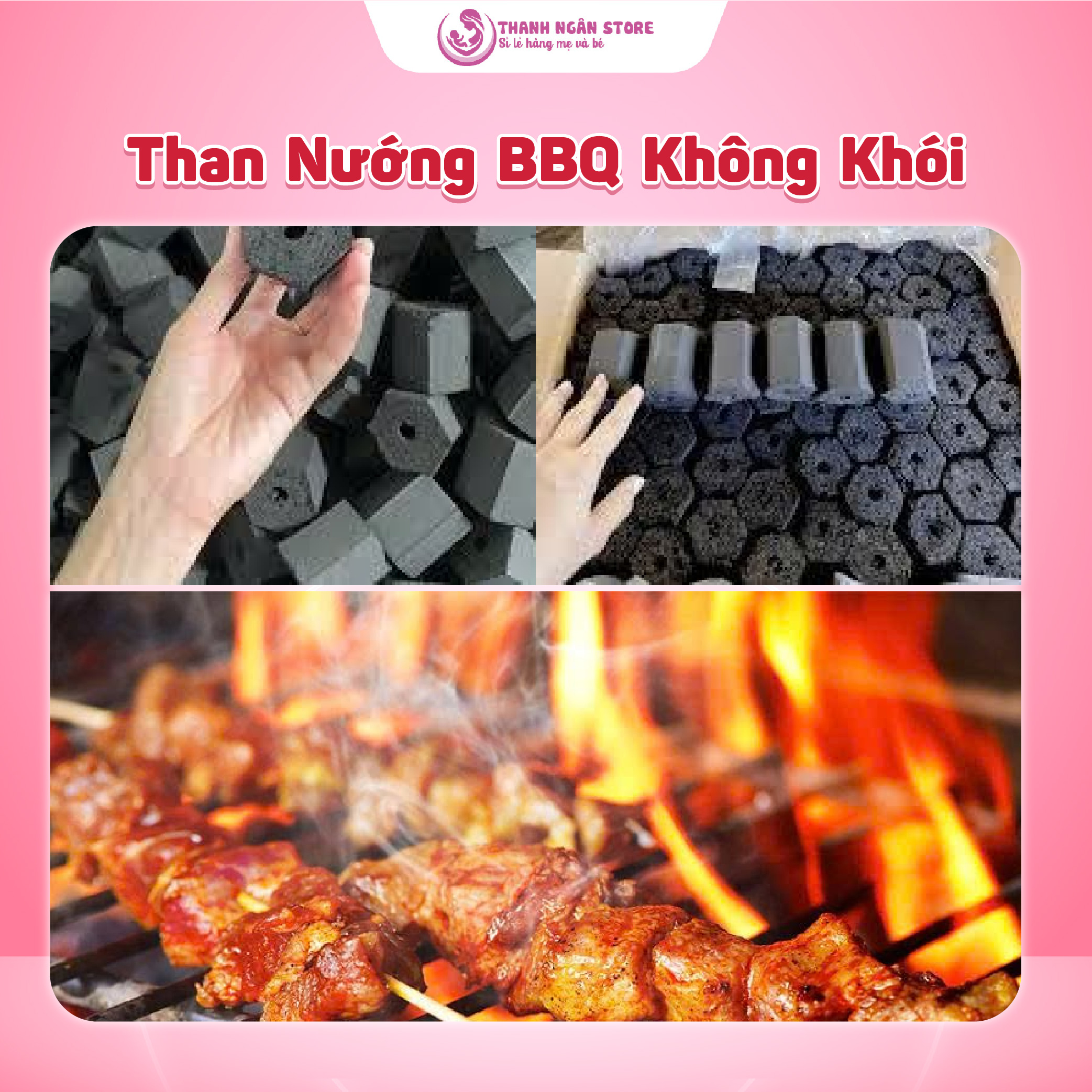  Than Nướng BBQ - Than Nướng Thịt Nhiệt Cao Lâu Tàn- Than Gáo Dừa không Khói - Thanh Ngân Store 