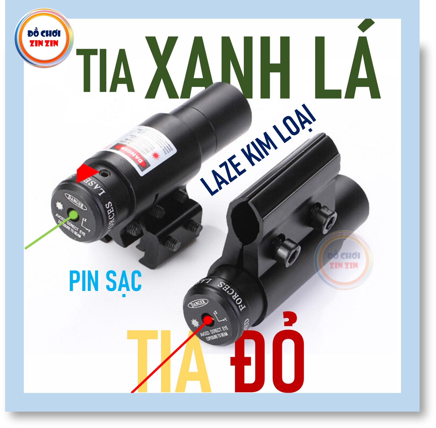 Các Loại Đèn Laze Kim Loại Pin Sạc D11 Tia Đỏ và Tia Xanh Lá Chỉnh Tâmm 4 Hướng - Đồ Chơi Zin Zin