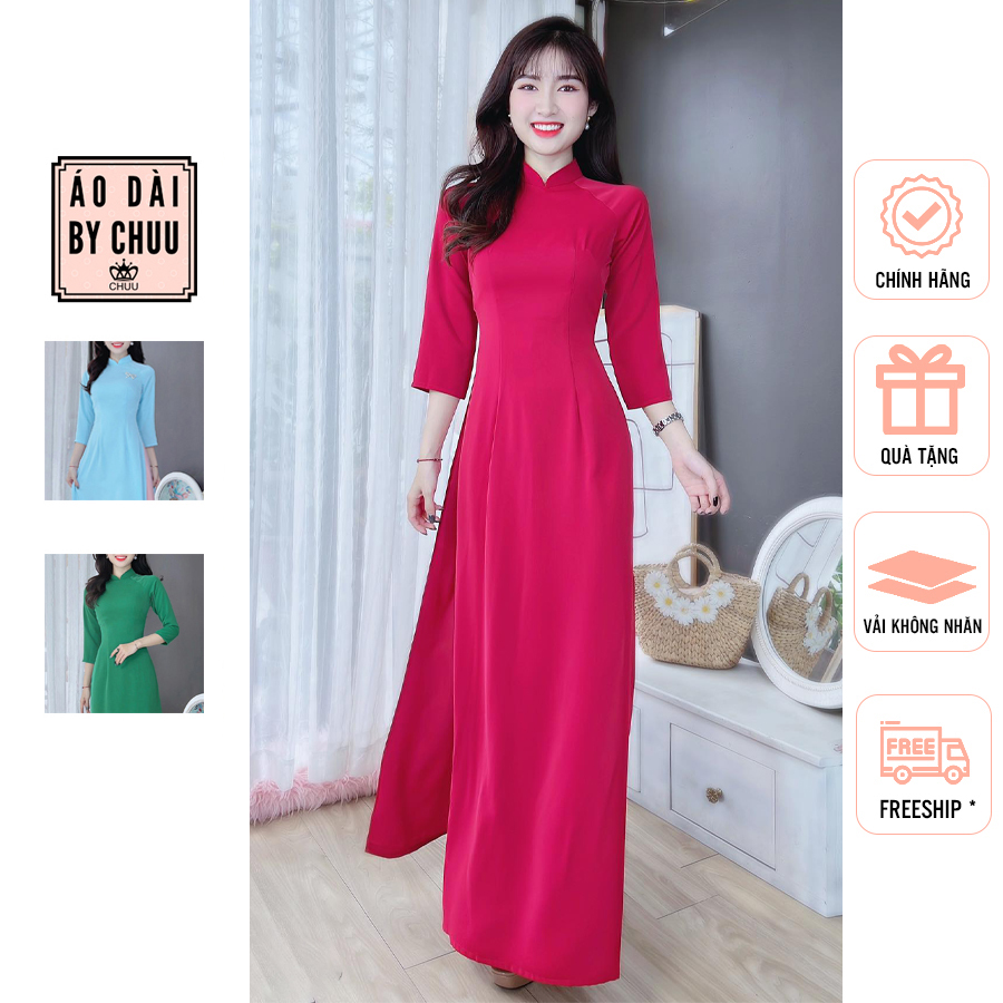 Áo dài lụa Ý truyền thống không kèm quần CHUU AD8013