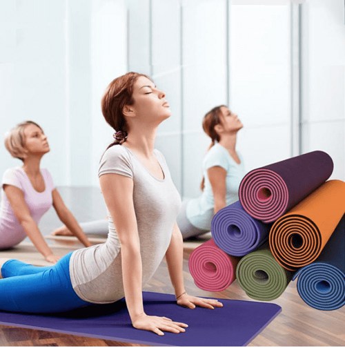 Thảm Tập Yoga Gym Thể Dục Tại Nhà TPE Chống Trượt 2 Lớp Dày 6mm Chất Liệu