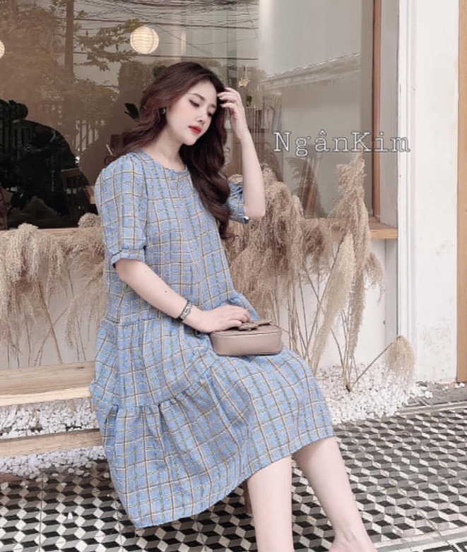 Đầm bầu sơ mi đẹp , váy bầu thời trang thiết kế dáng dài công sở thu đông