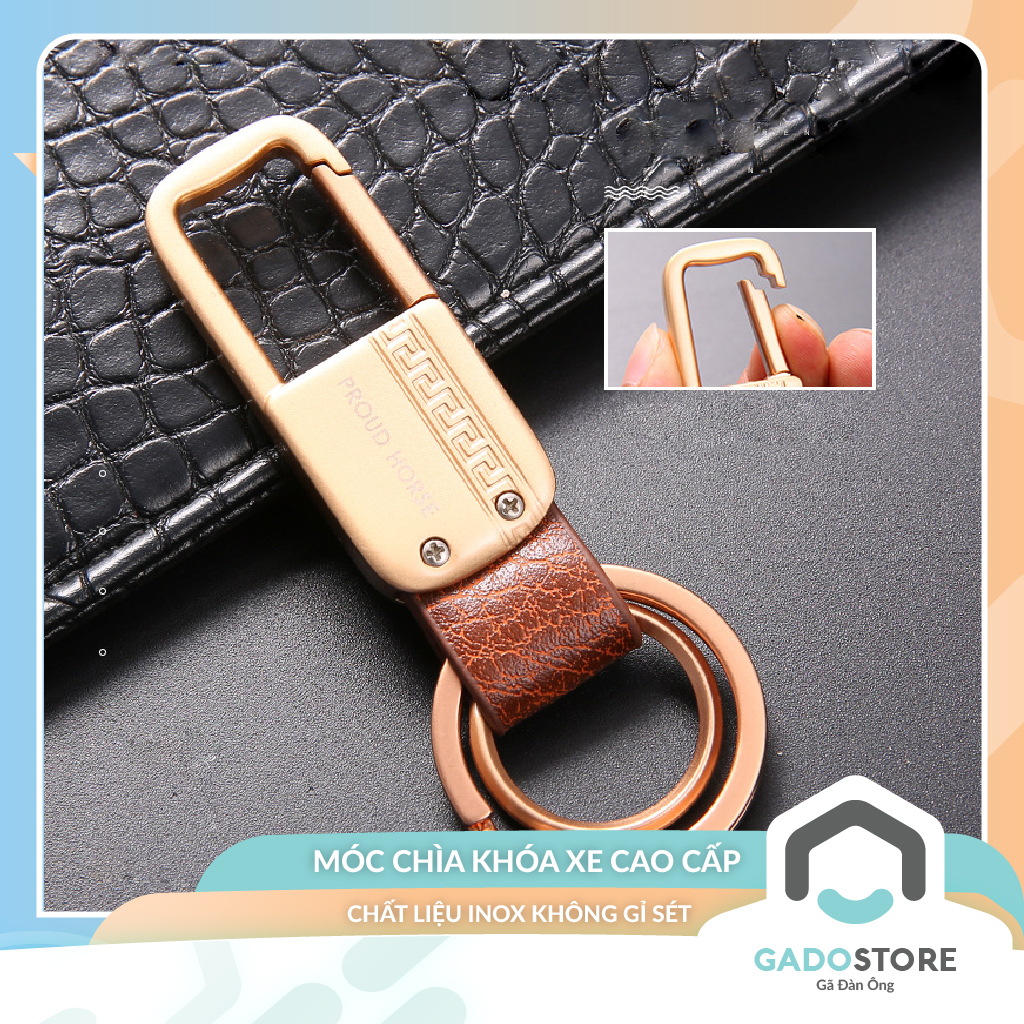 Móc khoá xe máy ô tô Proud Horse inox cao cấp kiểu dáng sang trọng có hộp đựng riêng