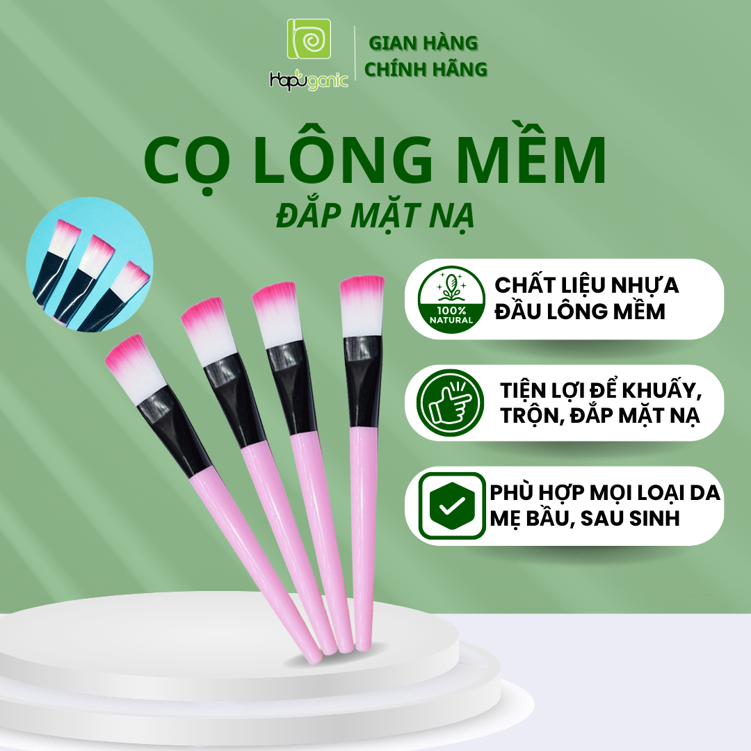Combo 2 CỌ QUÉT MẶT NẠ HaPu Organic, Cọ Giúp Quét Mặt Nạ Nhanh Hơn Và Đều Hơn Cọ Thân Hồng Sữa Tiện Dụng Dễ Sử Dụng