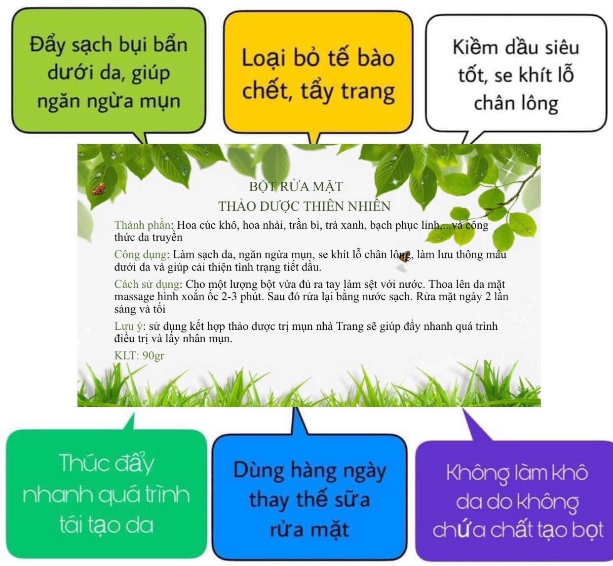 Bột rửa mặt sạch mụn dầu