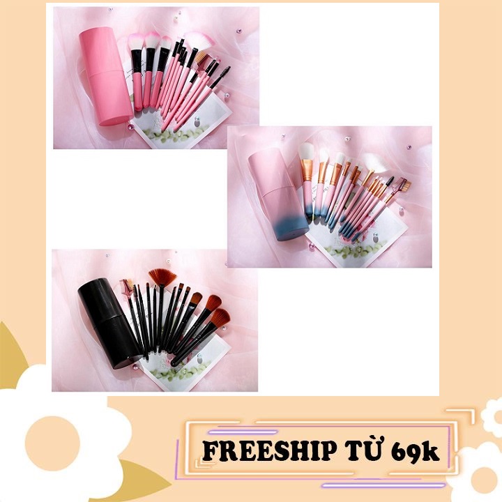Set 12 Cọ Trang Điểm Tán Nền Phủ Phấn Đánh Mắt Khói Vẽ Mắt và Cọ Môi, cọ trang điểm, đồ trang điểm nữ VVN2187