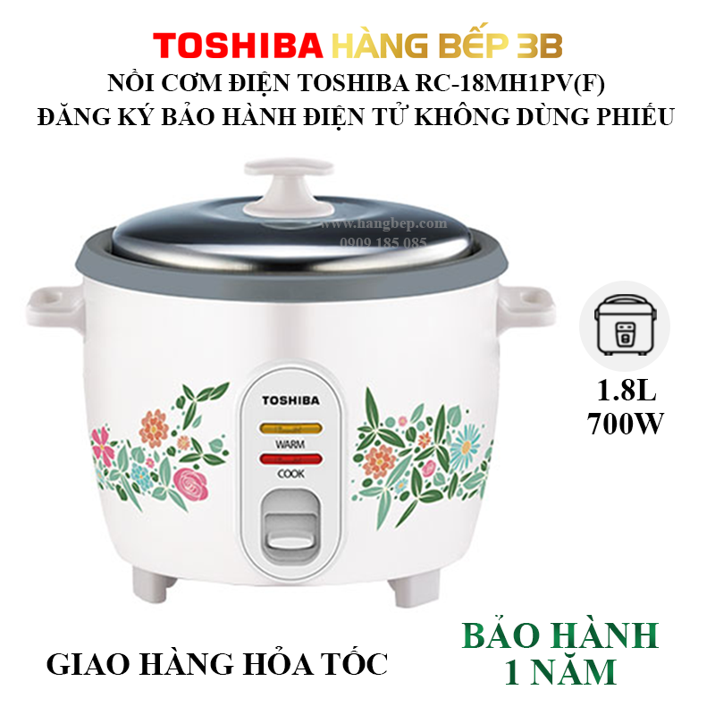 Nồi cơm điện chống dính nắp rời toshiba rc-18mh1pv 1.8 lít