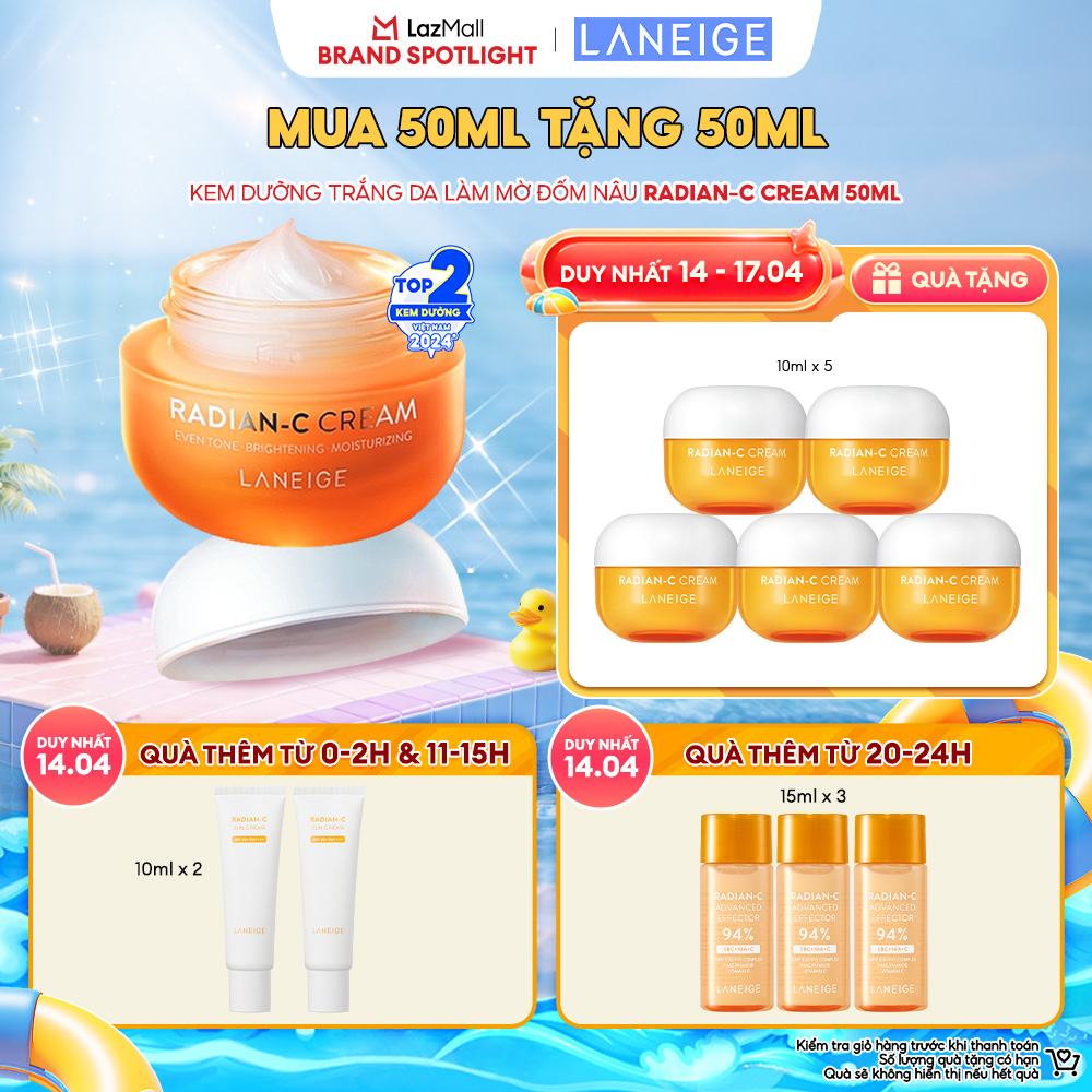 [MUA 50ML TẶNG 50ML++] Kem Dưỡng Sáng Làm Mờ Đốm Nâu Laneige Radian C Cream 50ml