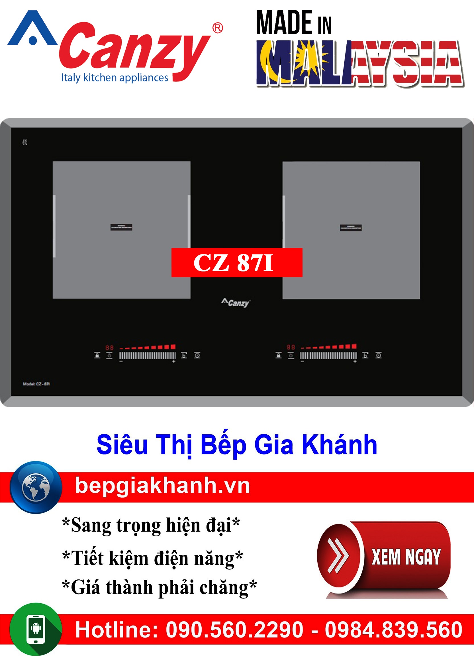 [HCM]Bếp từ đôi Canzy CZ 87I nhập khẩu Malaysia, bếp từ, bếp điện từ, bếp từ đôi, bếp điện từ đôi, bếp từ giá rẻ, bếp điện từ giá rẻ, bếp từ đơn, bep tu don, bep tu