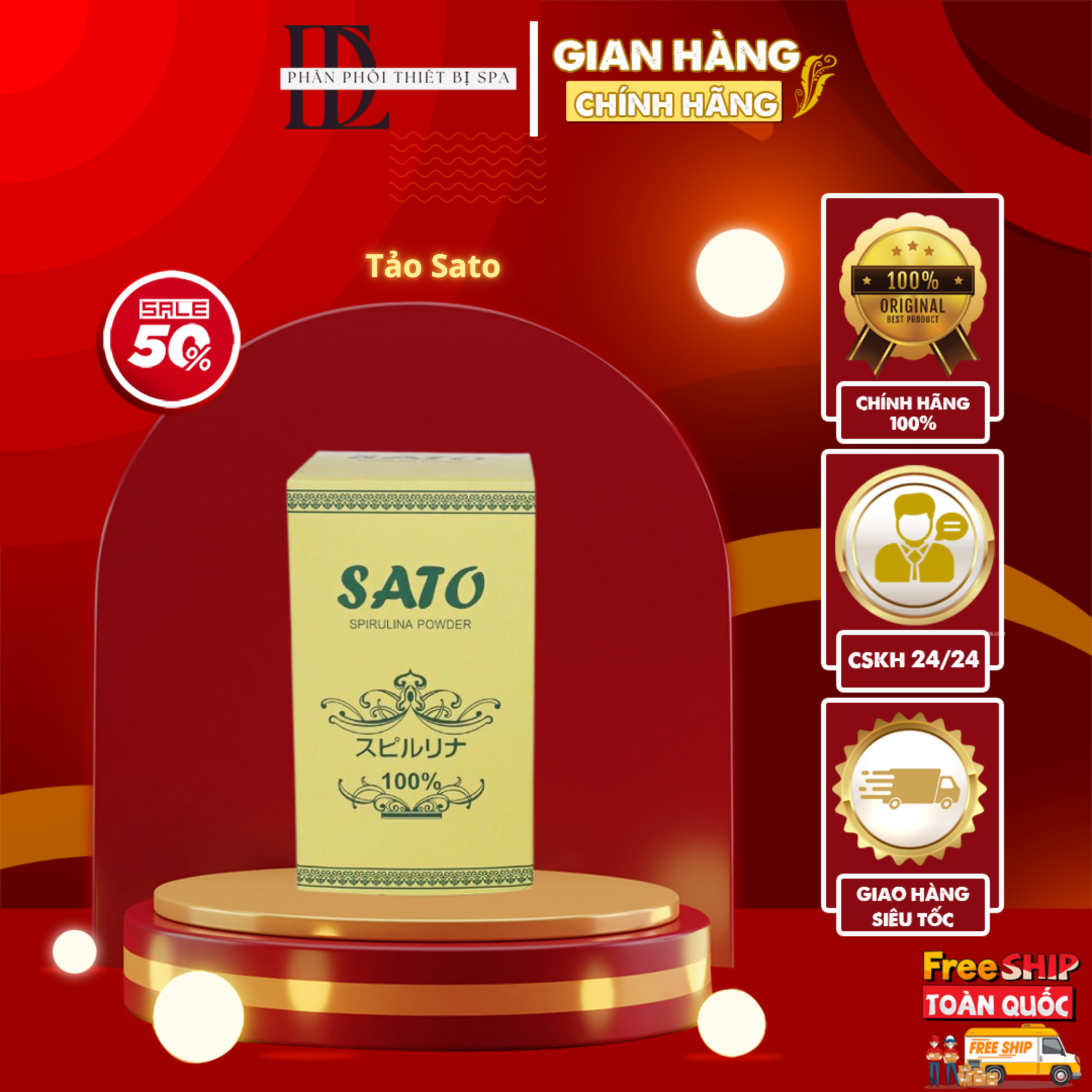 Tảo xoắn sato dưỡng da làm trắng dạng bột nhật bản