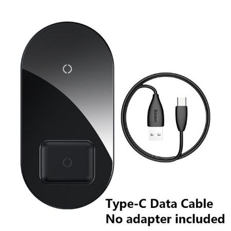 Đế sạc không dây siêu nhanh Baseus 2in1 công xuất 15W 2 trong 1 sạc nhanh cho cả điện thoại Iphone X, Iphone 11 Pro và airpood và Samsung S10,Note10, Huawei - Phân phối bởi Baseus Global