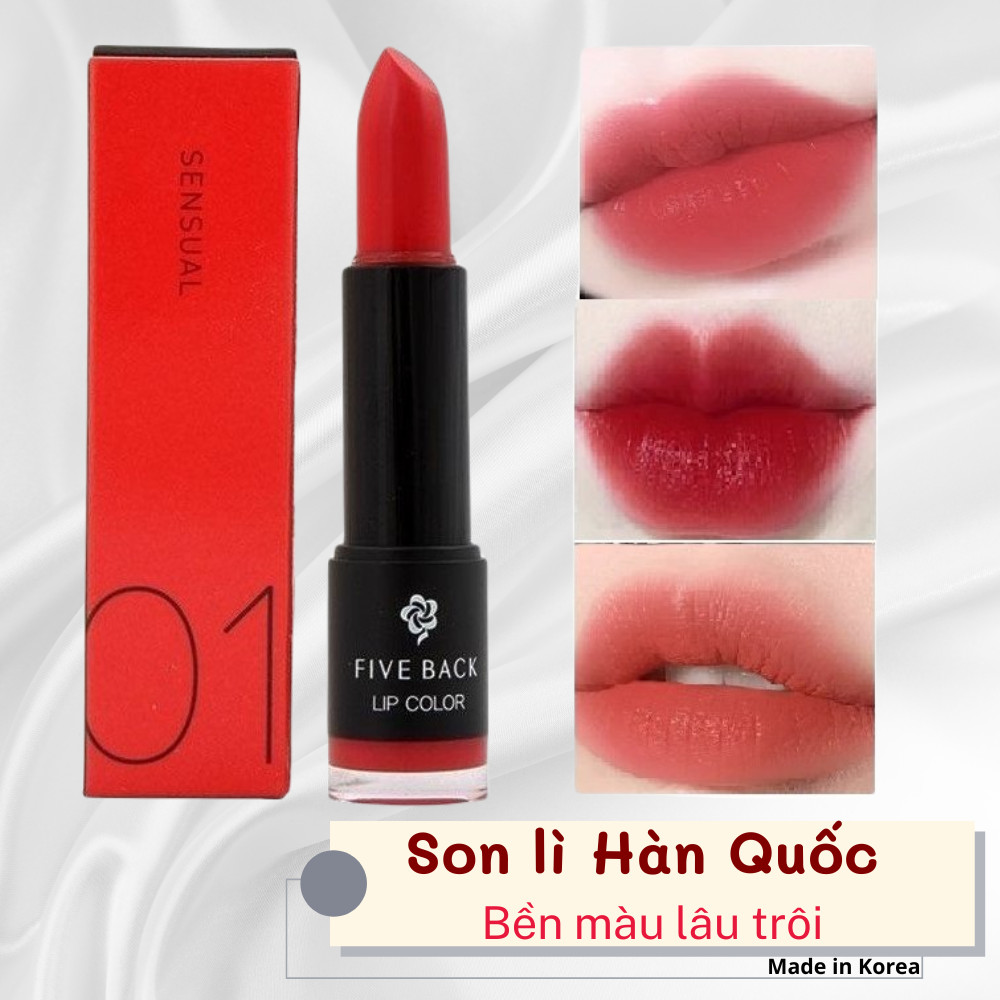 Thanh lý Son lì lỗi vỏ hộp trầy móp nhẹ Five Back Lip Color 3.5g Nữ Cosmetic Trang Điểm Mỹ Phẩm Son Môi Women