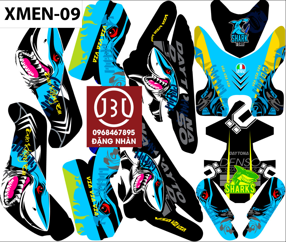Tem trùm xe điện-xe máy-decal xmen 09