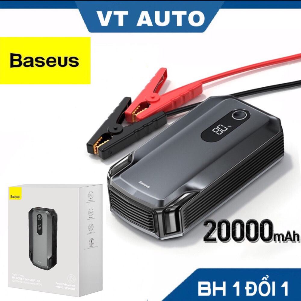 Bộ kích nổ ô tô Baseus Super Energy Max Car Jump Starter kiêm sạc dự phòng dung lượng 20000mAh  - acquy kích điện cứu hộ khẩn cấp oto xe hơi  -  VT auto