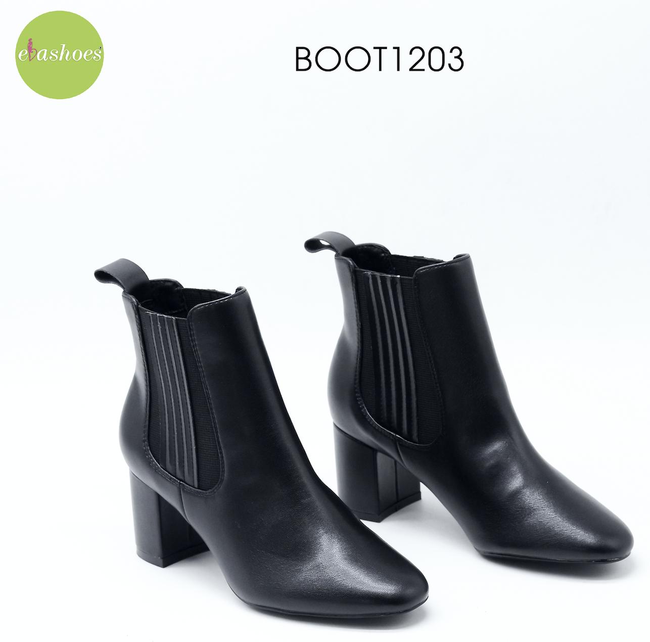 Bốt cao gót đế vuông mũi vuông da tổng hợp 6cm evashoes – boot1203