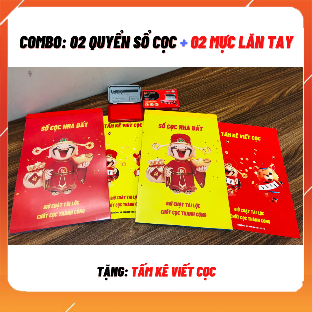 [Combo] 02 sổ cọc nhà đất 3 liên + 02 hộp mực lăn tay: Hợp đồng mẫu mới 2024, nội dung đầy đủ pháp lý, giấy chất lượng cao.