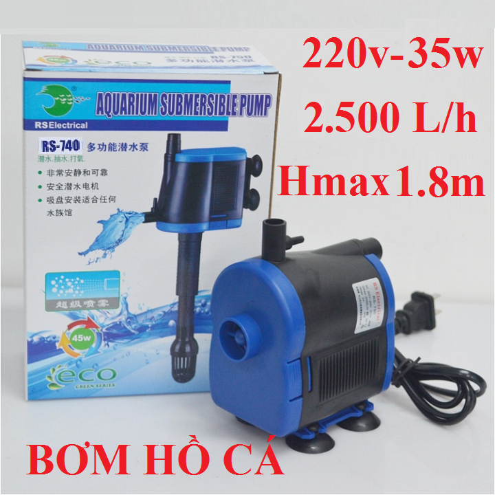 Bơm chìm hồ cá 35w: lọc - khí - tạo dòng chảy